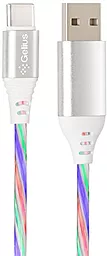 Кабель Gelius Pro LED RGB USB-A - Type-C 12w 2.4a 1м cable Silver (GP-UC06c)