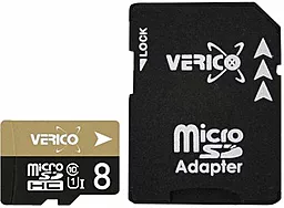Карта памяти Verico microSDHC 8GB Class 10 + SD-адаптер (VFE3-08G-V1E)