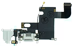 Нижний шлейф Apple iPhone 6 с разъемом зарядки, разъемом наушников и микрофоном Original Silver