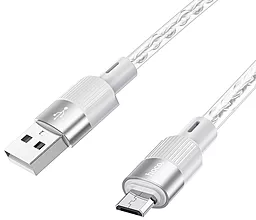 USB Кабель Hoco X99 Crystal Junction 12w 2.4a 1.2m micro USB cable gray - мініатюра 3