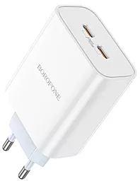 Сетевое зарядное устройство Borofone BA73A Young PD 35w 2xUSB-C ports charger white - фото Сетевое зарядное устройство Borofone BA73A Young PD 35w 2xUSB-C ports charger white