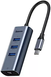 Мультипортовый USB Type-C хаб (концентратор) Baseus Enjoy USB-C 3xUSB Gray (CAHUB-M0G)