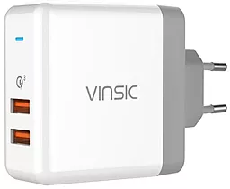 Мережевий зарядний пристрій з швидкою зарядкою Vinsic 2-Port USB Charger QC3.0 (VSCW215)