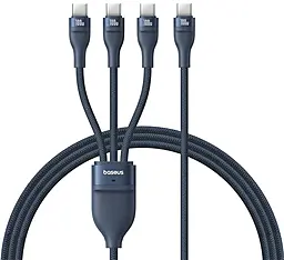Универсальный кабель Baseus Flash Series 3 3-in-1 USB Type-C to 3xType-C 100w 5a 1.5м PD cable Blue (P10377503321-00) - фото Универсальный кабель Baseus Flash Series 3 3-in-1 USB Type-C to 3xType-C 100w 5a 1.5м PD cable Blue (P10377503321-00)
