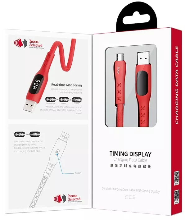 Кабель Hoco S6 Sentinel USB-A - micro USB 12w 2.4a 1.2м cable Red - фото 5