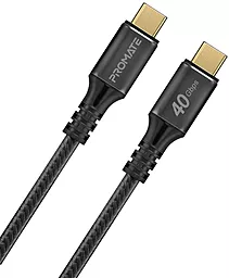 Мультимедийный кабель Promate USB4.0 Type-C - Type-C 8k 60hz 240w 5a 1м 40gbps PD data cable Black - фото Мультимедийный кабель Promate USB4.0 Type-C - Type-C 8k 60hz 240w 5a 1м 40gbps PD data cable Black