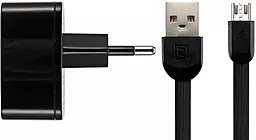 Мережевий зарядний пристрій Remax 2USB + micro USB Cable 2.4A Black (RP-U215m)