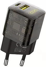Мережевий зарядний пристрій XO CE05 30W QC/PD USB-C-A + USB-C-C Cable Brown - мініатюра 3