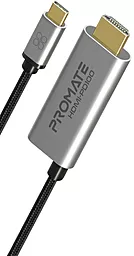 Видео переходник (адаптер) USB Type-C - HDMI v2.0 4k 60hz 1.8m gray (hdmi-pd100) Promate - фото Видео переходник (адаптер) USB Type-C - HDMI v2.0 4k 60hz 1.8m gray (hdmi-pd100) Promate