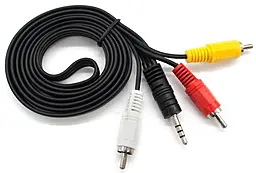 Видеокабель AUX mini Jack 3.5мм - 3xRCA М-М 1.5м black (YT-3.5(M)/3хRCA(M)-1.5Cu) Voltronic - фото Видеокабель AUX mini Jack 3.5мм - 3xRCA М-М 1.5м black (YT-3.5(M)/3хRCA(M)-1.5Cu) Voltronic