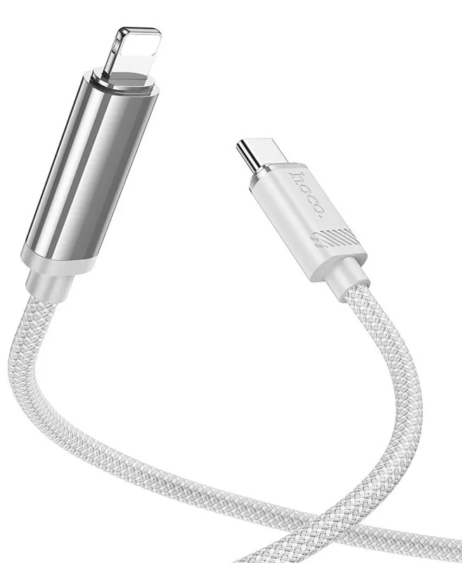 Кабель Hoco U127 USB Type-C - Lightning 27w 3a 1.2м PD сable silver - фото 3