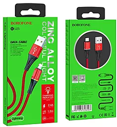 Кабель Borofone BU25 Glory USB-A - Lightning 12w 2.4a 1.2м cable Red - мініатюра 5