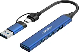 USB Type-C + USB-A хаб Canyon DS-02 4-in-1 USB3.0 blue (CNS-TDS02BL)