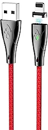 Кабель Hoco U75 magnetic Blaze LED USB-A - Lightning 12w 3a 1.2м cable Red