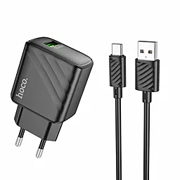Сетевое зарядное устройство Hoco CS21A 18w QC3.0 home charger + USB-C cable black