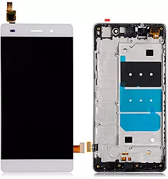 Дисплей Huawei P8 Lite 2015 (ALE-L21, ALE-L02, hi6210sft, ALE-L23, ALE-UL00, ALE-21, ALE-L04, ALE-TL00) з тачскріном і рамкою, оригінал, White
