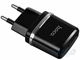 Сетевое зарядное устройство Hoco C12 2.4a 2xUSB-A ports charger black