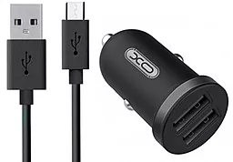 Автомобильное зарядное устройство XO TZ08 2.1a 2xUSB-A ports car charger + micro USB cable black - фото Автомобильное зарядное устройство XO TZ08 2.1a 2xUSB-A ports car charger + micro USB cable black