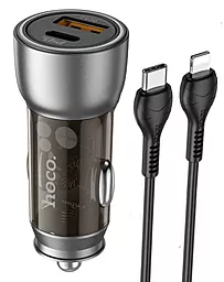 Автомобильное зарядное устройство Hoco NZ8 43w PD USB-C/USB-A ports car charger + USB-C to Lightning cable black