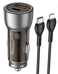 Автомобильное зарядное устройство Hoco NZ8 43w PD USB-C/USB-A ports car charger + USB-C to Lightning cable black - фото Автомобильное зарядное устройство Hoco NZ8 43w PD USB-C/USB-A ports car charger + USB-C to Lightning cable black