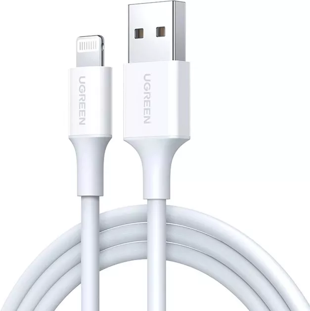 Кабель UGreen US155 USB-A - Lightning 12w 2.4a 2м cable White (20730) - фото 1