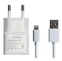 Сетевое зарядное устройство Grand-X 2.1a home charger + Lightning cable white (CH03LTW) - фото Сетевое зарядное устройство Grand-X 2.1a home charger + Lightning cable white (CH03LTW)
