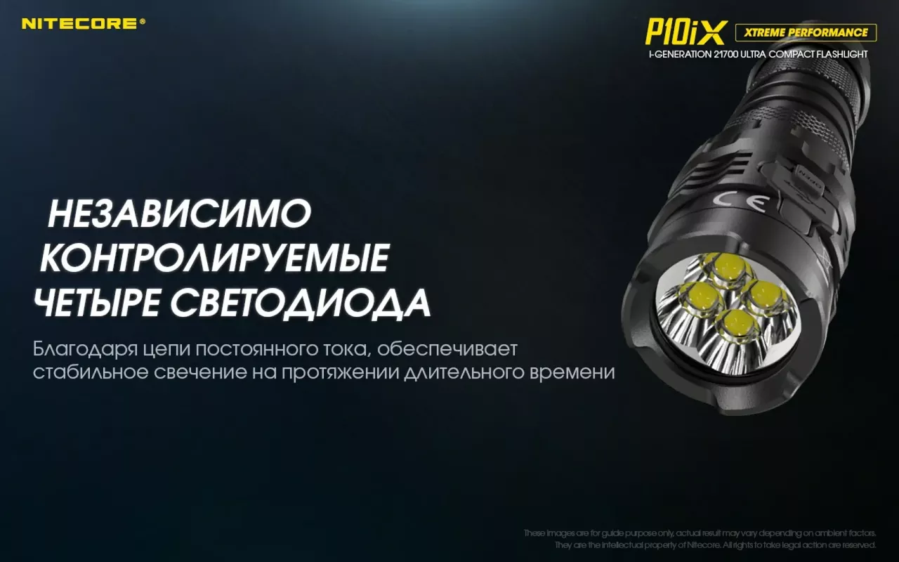 Фонарик аккумуляторный Nitecore P10iX (6-1134_iX) (1x21700, 2xCR123, 2xRCR123) - фото 12