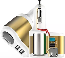Автомобільний зарядний пристрій XoKo 2.1a 2xUSB-A cigarette lighter ports car charger gold/white (CC-303-GDWH) - мініатюра 3