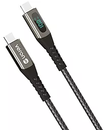 Кабель USB PD Veron CC02 Nylon LCD 100w 5a 1.2m USB Type-C - Type-C cable black