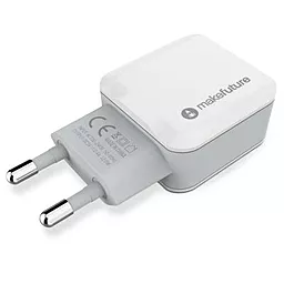 Сетевое зарядное устройство MAKE 2a 2xUSB-A ports charger white (MCW-21WH)