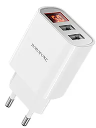 Сетевое зарядное устройство Borofone BA58A Mighty 2.4a 2xUSB-A ports charger white - фото Сетевое зарядное устройство Borofone BA58A Mighty 2.4a 2xUSB-A ports charger white