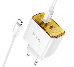 Сетевое зарядное устройство Hoco CS43A 45w PD 2xUSB-C ports fast charger + USB-C to USB-C cable white - фото Сетевое зарядное устройство Hoco CS43A 45w PD 2xUSB-C ports fast charger + USB-C to USB-C cable white