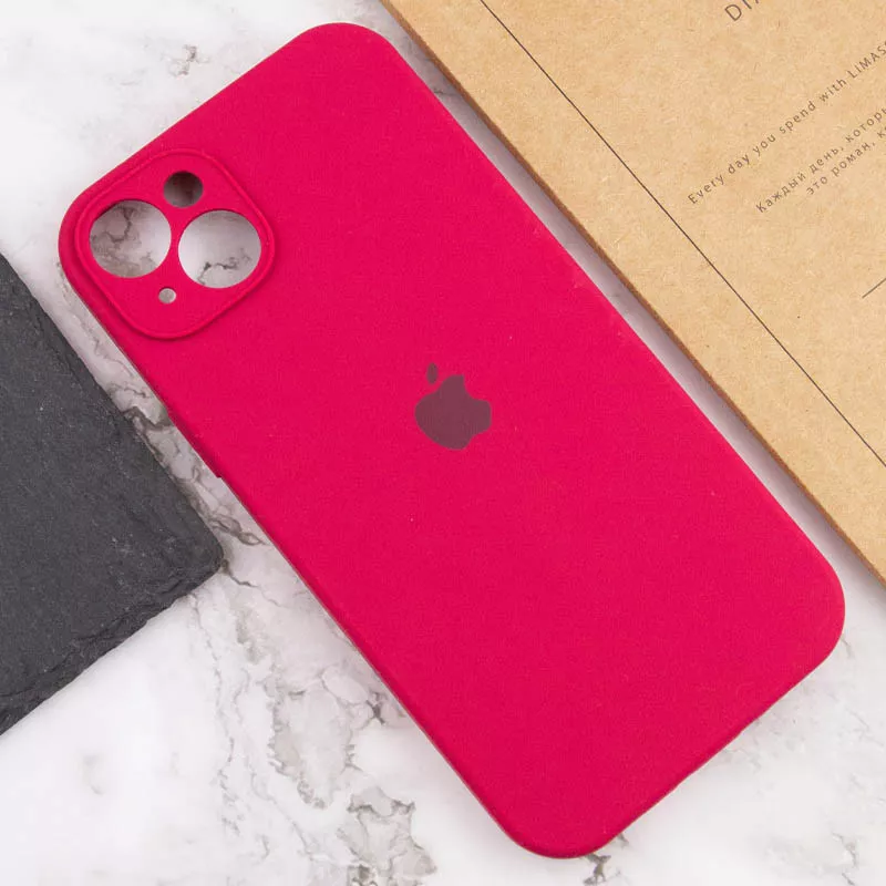 Чехол Silicone Case Full Camera for Apple iPhone 14 Rose Red - фото 6