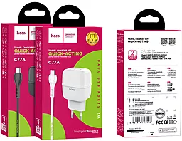 Сетевое зарядное устройство Hoco C77A 2.4a 2xUSB-A ports charger + micro USB cable white - миниатюра 8 Сетевое зарядное устройство Hoco C77A 2.4a 2xUSB-A ports charger + micro USB cable white - миниатюра 8