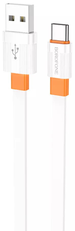 Кабель Borofone BX89 Union USB-A - Type-C 15w 3a 1м cable White/Orange - фото 1