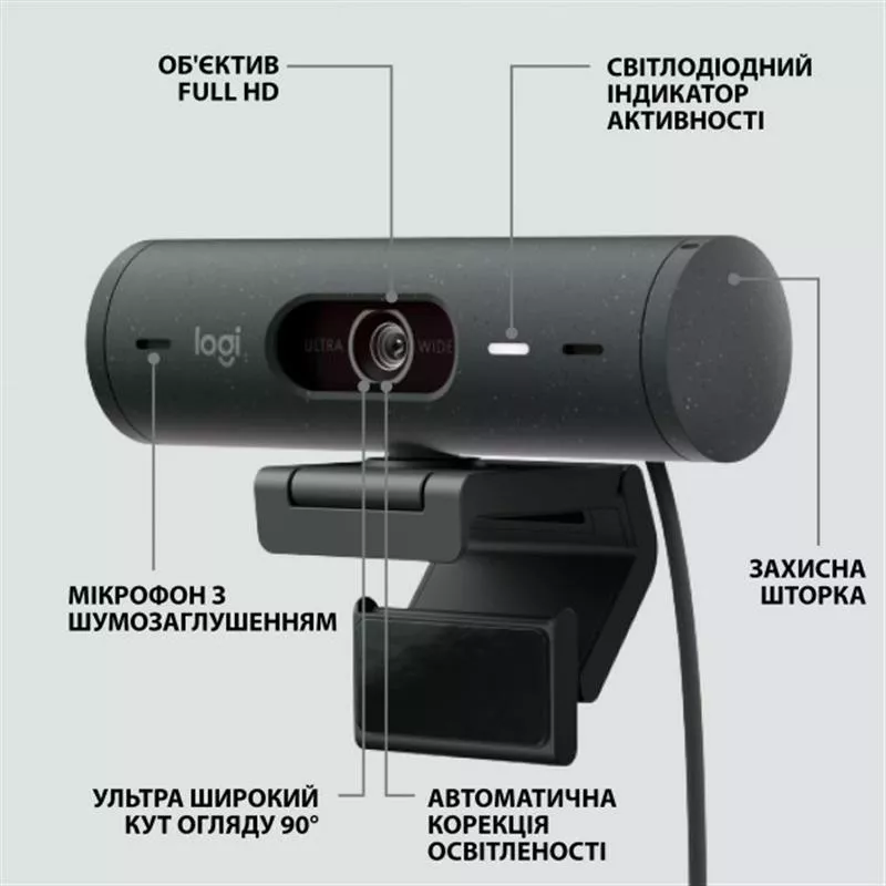 Веб-камера Logitech Brio 500 Graphite (960-001422) - фото 6