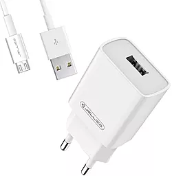 Сетевое зарядное устройство Jellico A50 10W 2.1A USB-A + micro USB cable white