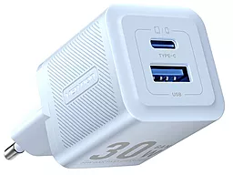 Мережевий зарядний пристрій Vention 30w GaN PD/QC4.0 USB-C/USB-A ports charegr blue (FEQL0-EU) - фото Мережевий зарядний пристрій Vention 30w GaN PD/QC4.0 USB-C/USB-A ports charegr blue (FEQL0-EU)