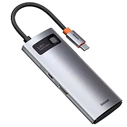 Мультипортовый USB Type-C хаб Baseus Metal Gleam Series 5-in-1 gray (CAHUB-CX) - миниатюра 2