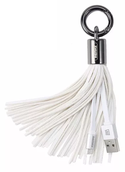 Кабель Remax Tassels Ring USB-A - micro USB 12w 2.4a 0.2м cable White (RC-053m) - фото 1
