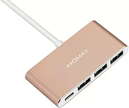 Мультипортовый USB Type-C хаб Momax 4 Ports USB-C\3xUSB3.0 Gold (DHC1L) - миниатюра 2