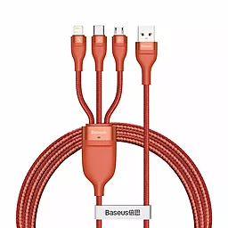Универсальный кабель Baseus Flash 3-in-1 USB-A to Type-C/Lightning/micro USB 66w 5a 1.2м cable Red (CA1T3-07)
