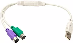 Кабель (шлейф) PowerPlant USB-A - 2хPS/2 0.3м белый (CA913183) - фото Кабель (шлейф) PowerPlant USB-A - 2хPS/2 0.3м белый (CA913183)