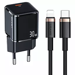 Сетевое зарядное устройство Usams T45 UX Series 30w PD USB-C fast charger + USB-C to Lightning cable black (UXTZH01) - фото Сетевое зарядное устройство Usams T45 UX Series 30w PD USB-C fast charger + USB-C to Lightning cable black (UXTZH01)
