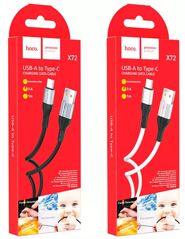 Кабель USB Hoco X72 Creator USB Type-C Silicone Charging Data Cable Black - фото 5