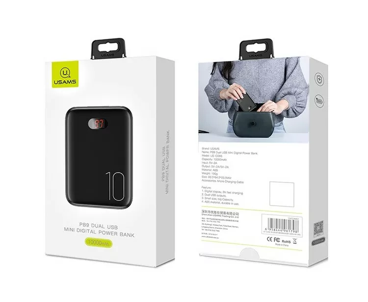 Повербанк Usams US-CD66 10000 mah Black - фото 2