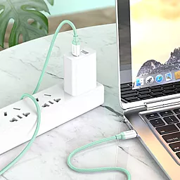 Кабель Borofone BX68 USB Type-C - Type-C 100w 5a 2м PD cable Green - миниатюра 3 Кабель Borofone BX68 USB Type-C - Type-C 100w 5a 2м PD cable Green - миниатюра 3