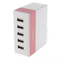 Мережевий зарядний пристрій Remax Charger RU-U1 5 USB (EU) White/Pink