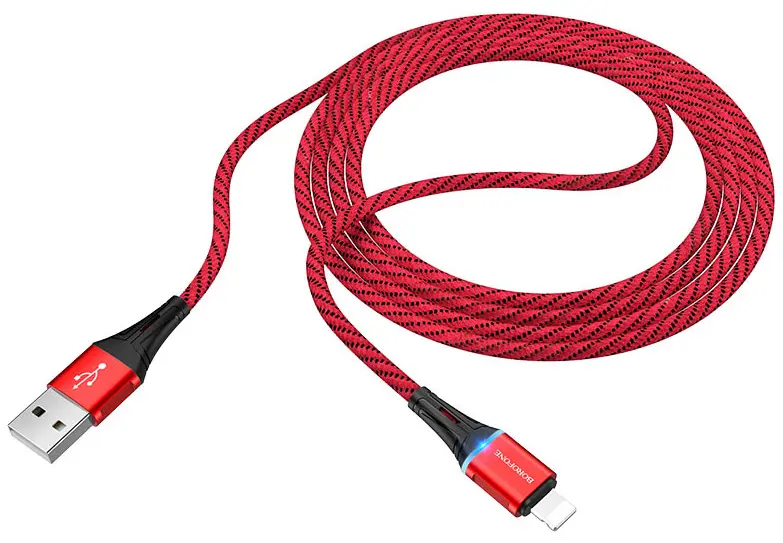 Кабель Borofone BU25 Glory USB-A - Lightning 12w 2.4a 1.2м cable Red - фото 3