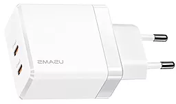 Сетевое зарядное устройство Usams T54 40W PD+QC3.0 GaN 2xUSB-C 3A White (US-CC172) - миниатюра 2